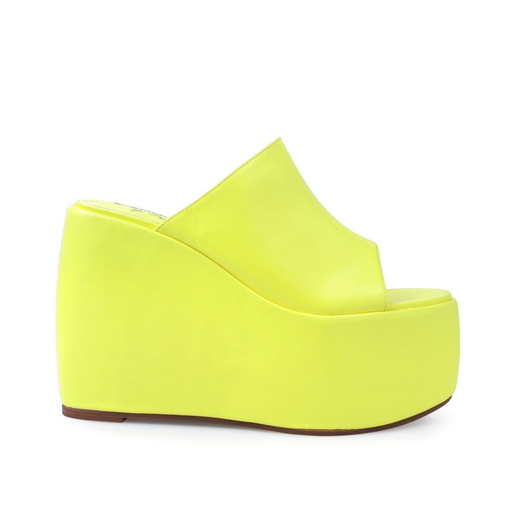 Sholto Neon Yellow Platform Sandals | Privileged Shoes