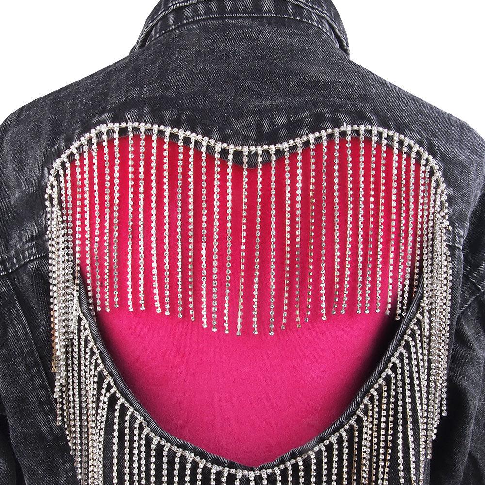 Frinjar Heart Fringe Denim Jacket