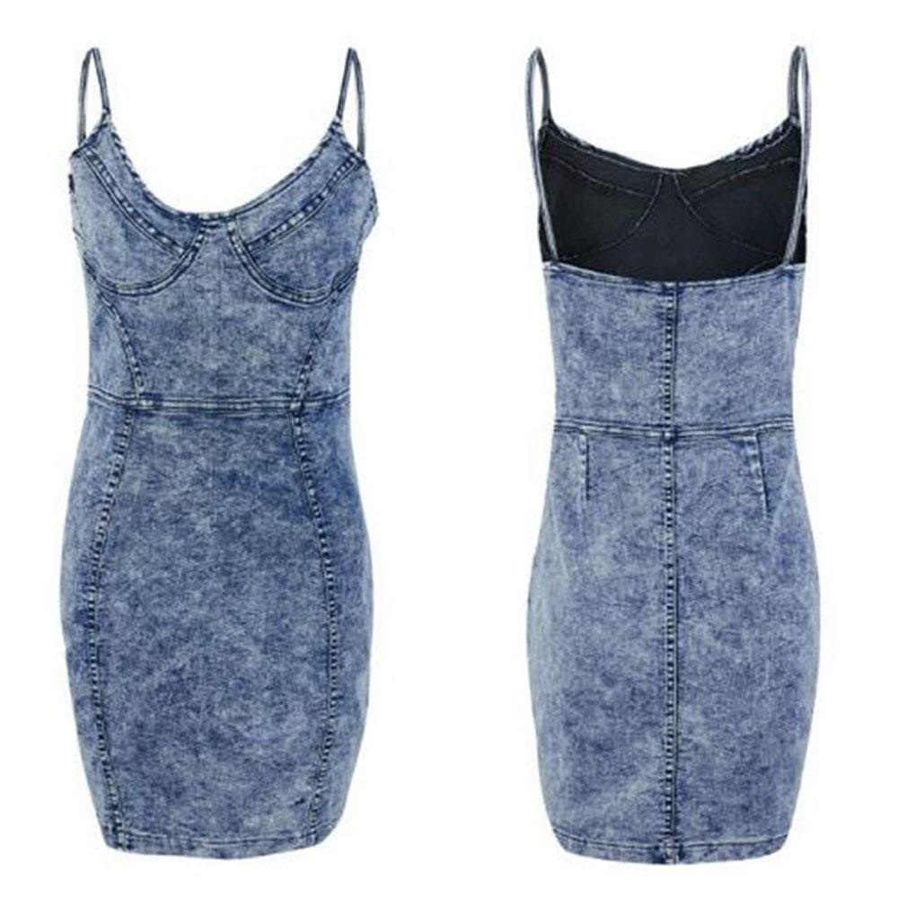 Sleeveless blue denim women's dress