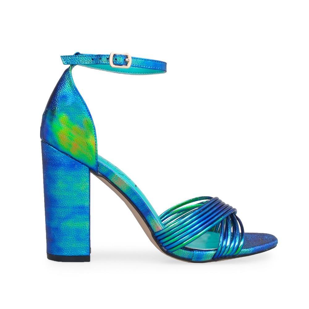 Multi-coloured vegan leather women block heel