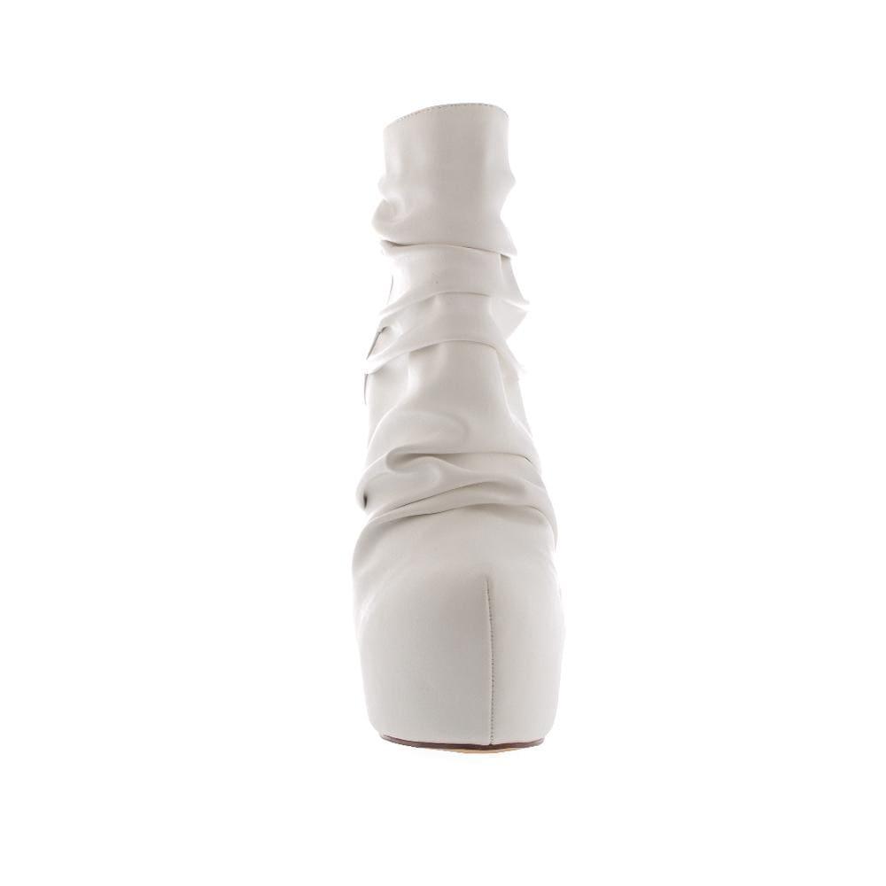 Leather upper women's heel in white-front view