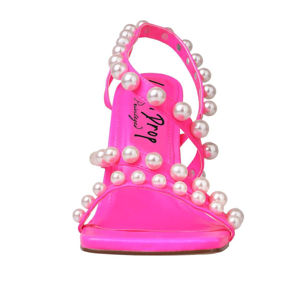 Pink Women Shoes With Beads - front view