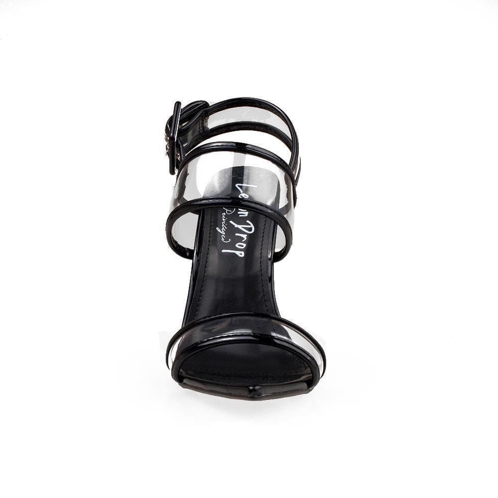 Black women shoes with transparent strap - front view