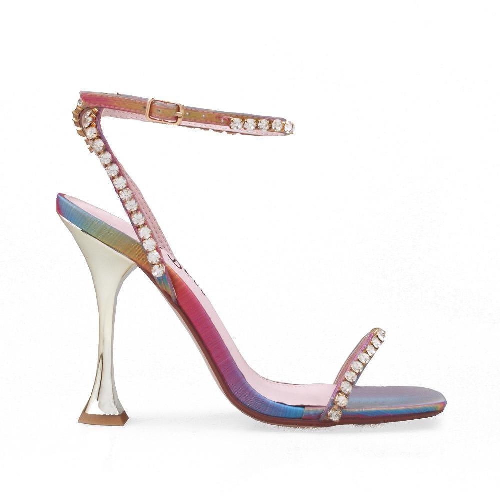 Multi colored women heels with skin heel