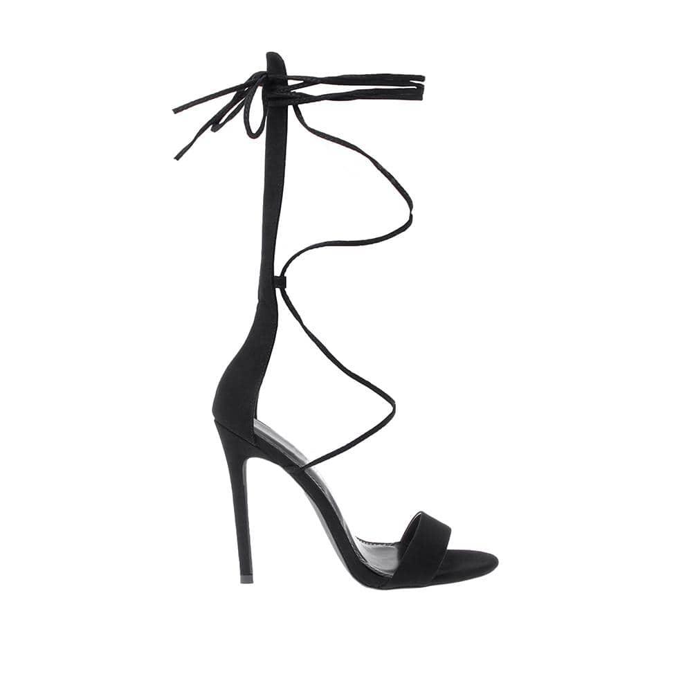 Black women's gladiator high heel-side view