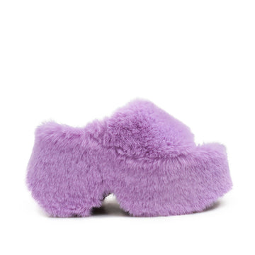 Purple furry open-toe platform sandals - side view
