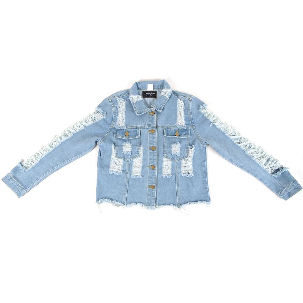 ApparelPrivilegedParker Distress Sleeve Denim Jacket