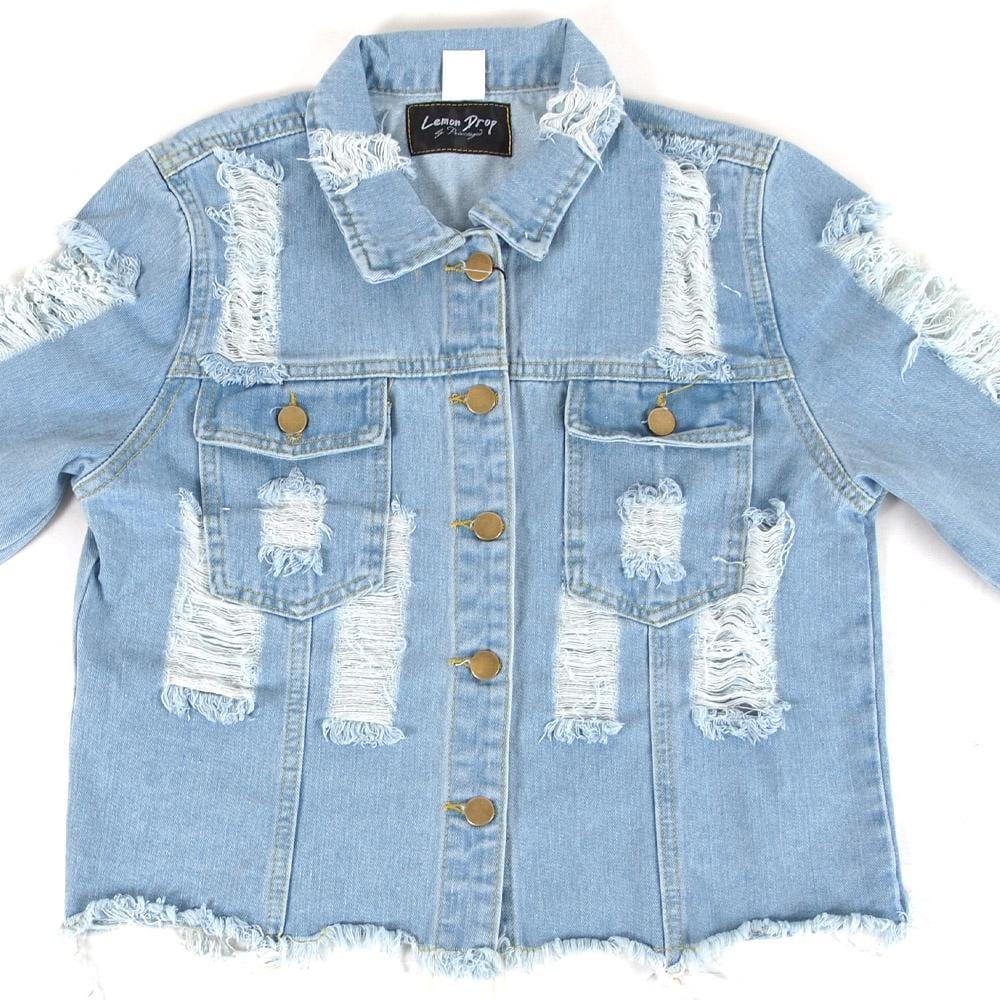 ApparelPrivilegedParker Distress Sleeve Denim Jacket