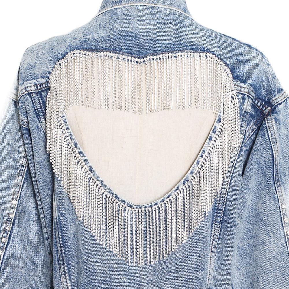 Frinjar Heart Fringe Denim Jacket - Privileged