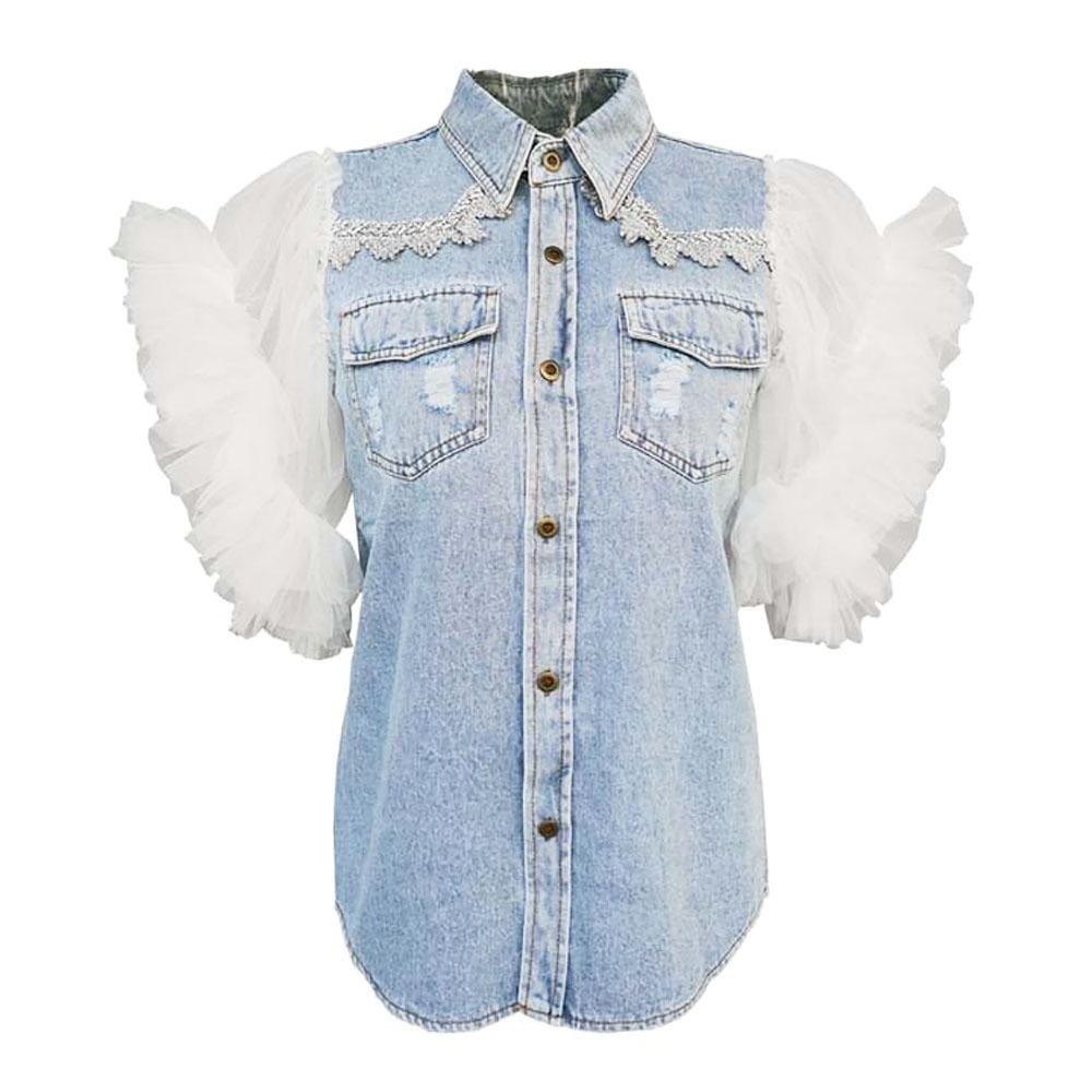 Victoriala Frill Denim Top - Privileged