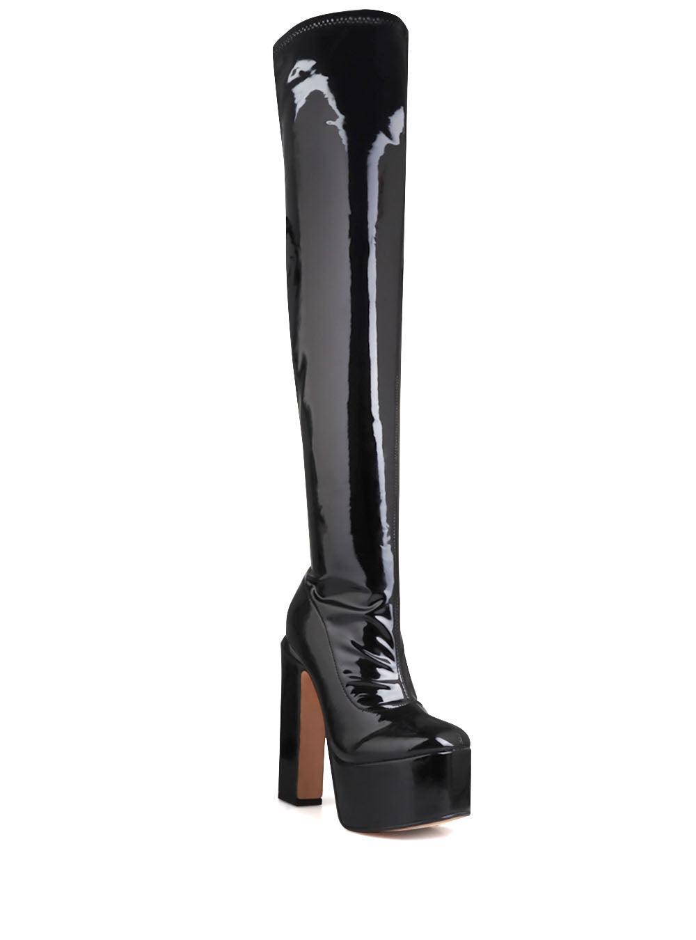 Black women long boots-corner view