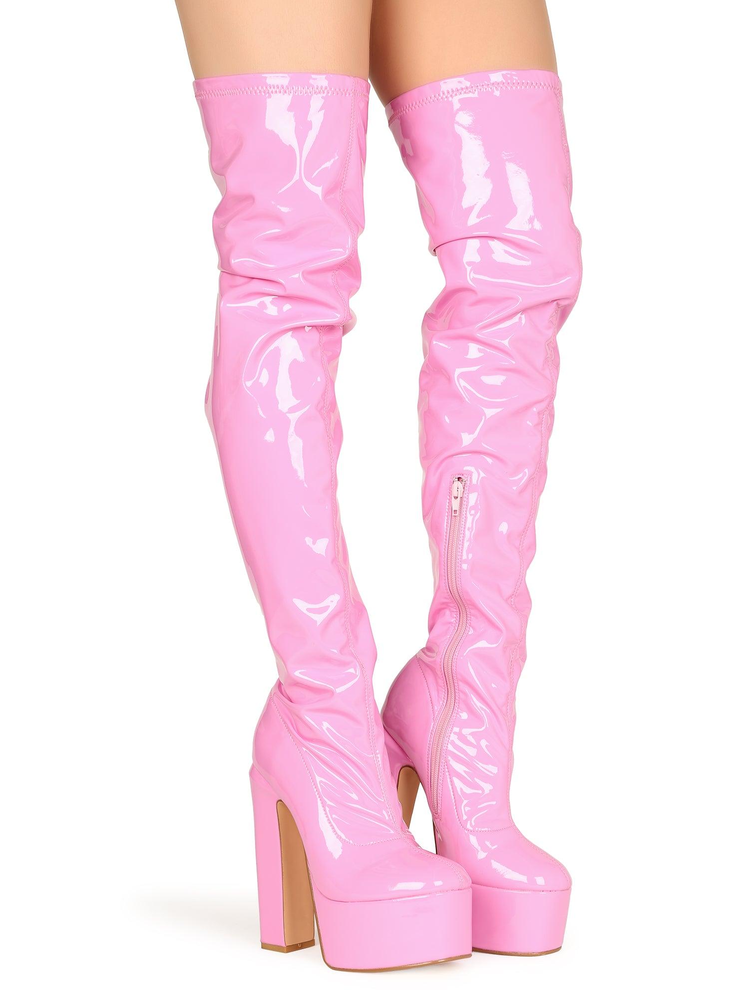 Pink colored women long boots