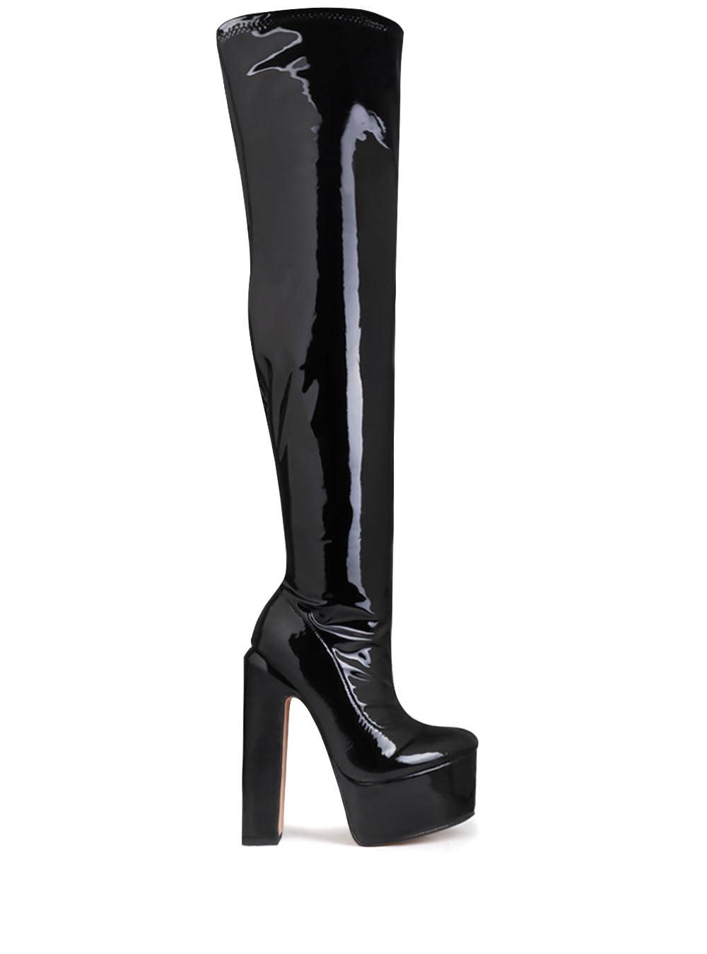 Black women long boots-side view