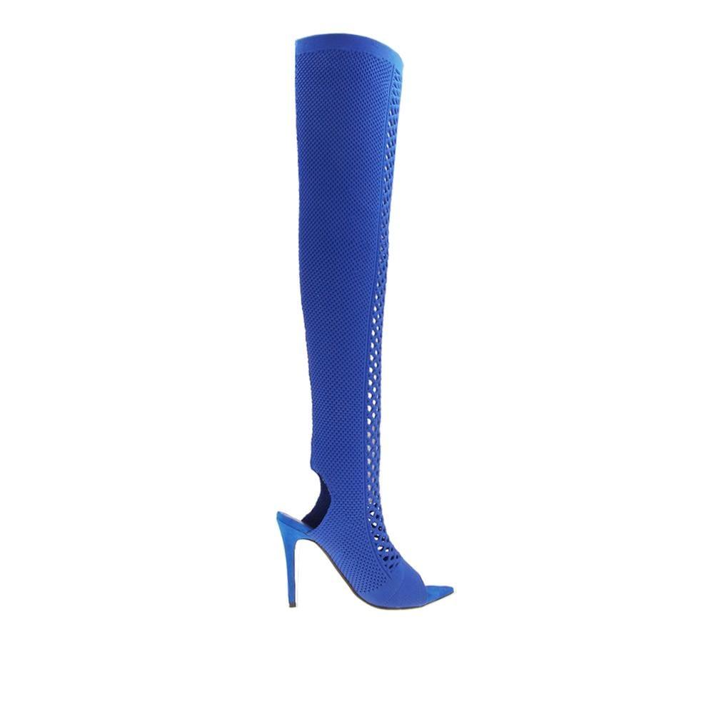 Fishnet women boots in blue color