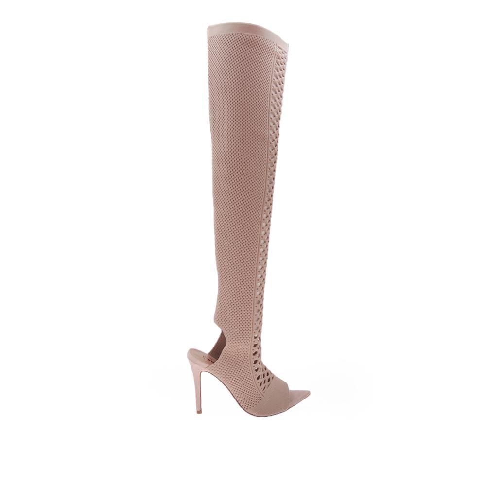 Fishnet women boots in nude color