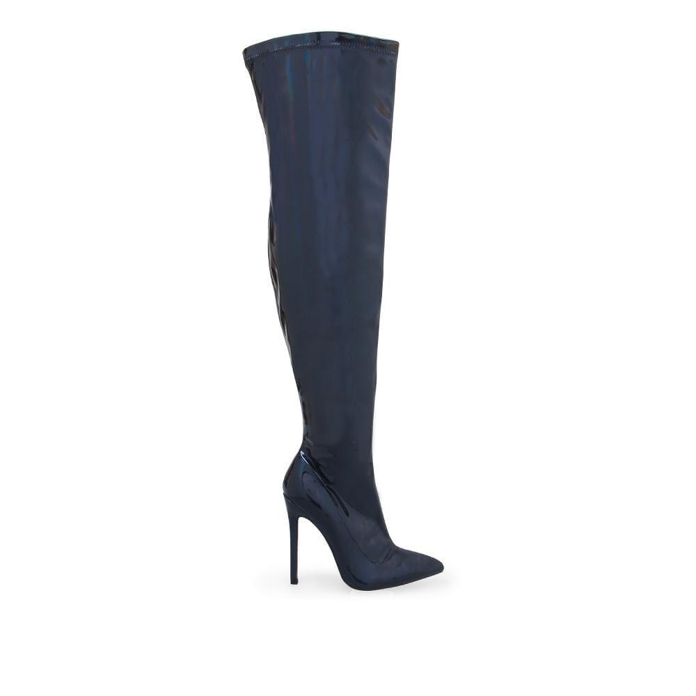 Black colored fabric women boot