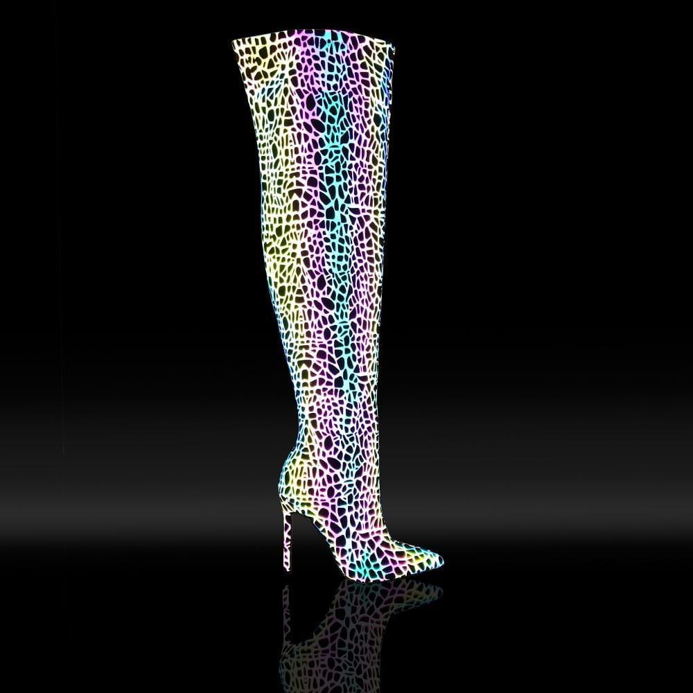 Multi colored fabric women boot