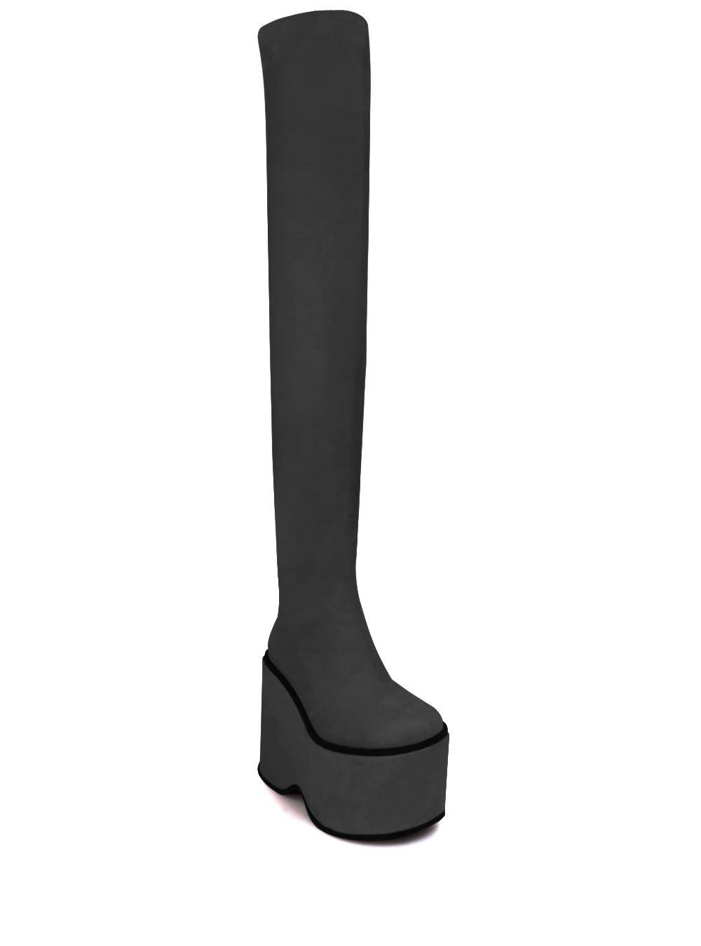 Black women long boots with platform-corner view