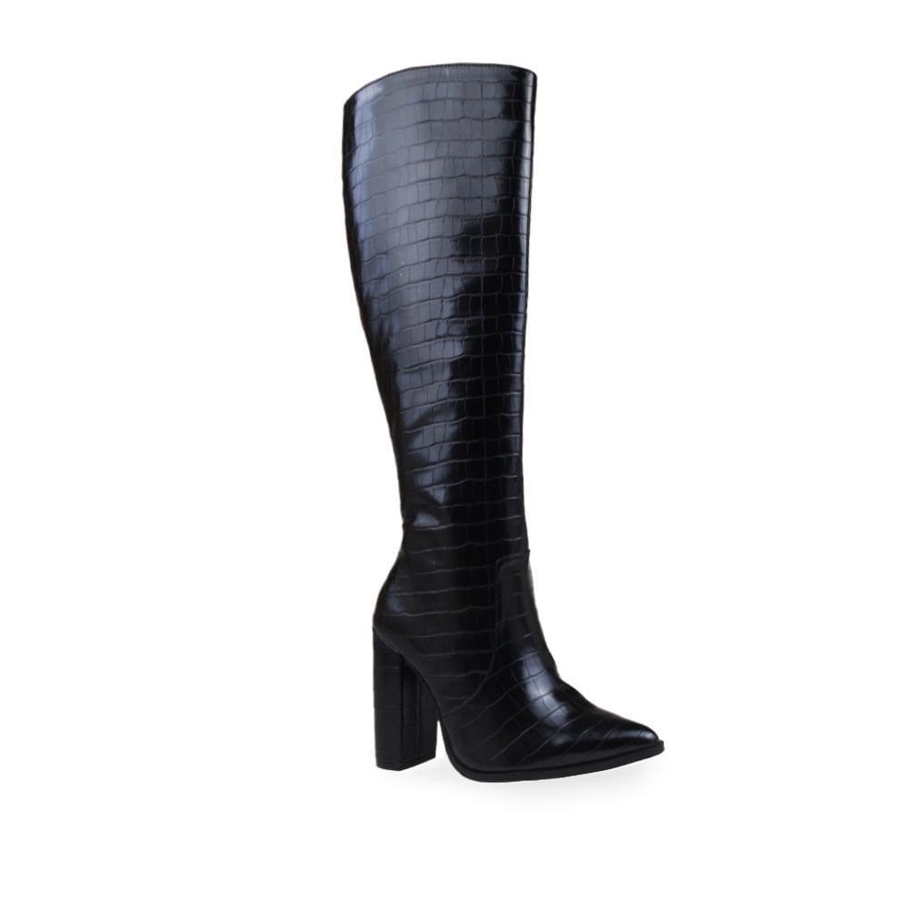 Black women boots with self print-corner view