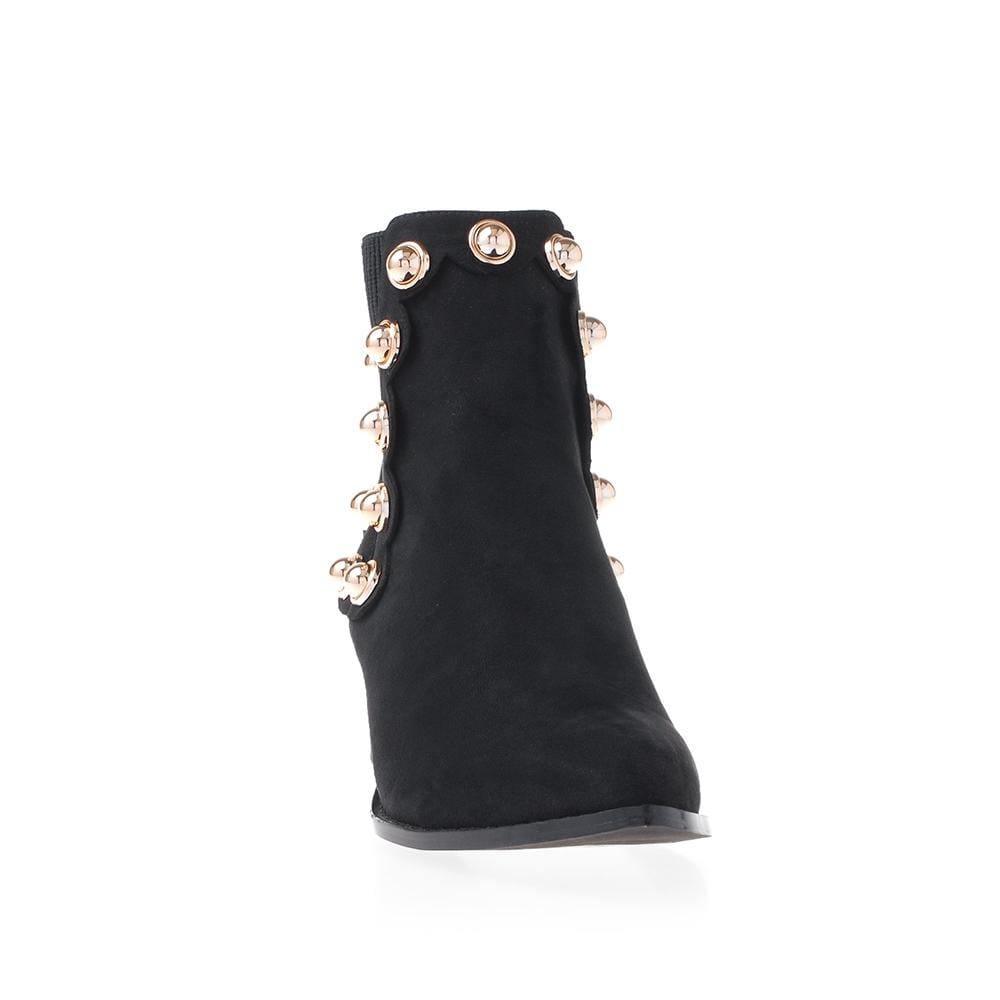 Black Women Ankle Boots With beads on side - front view