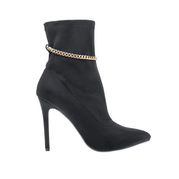 Black Chain heel ankle boots  