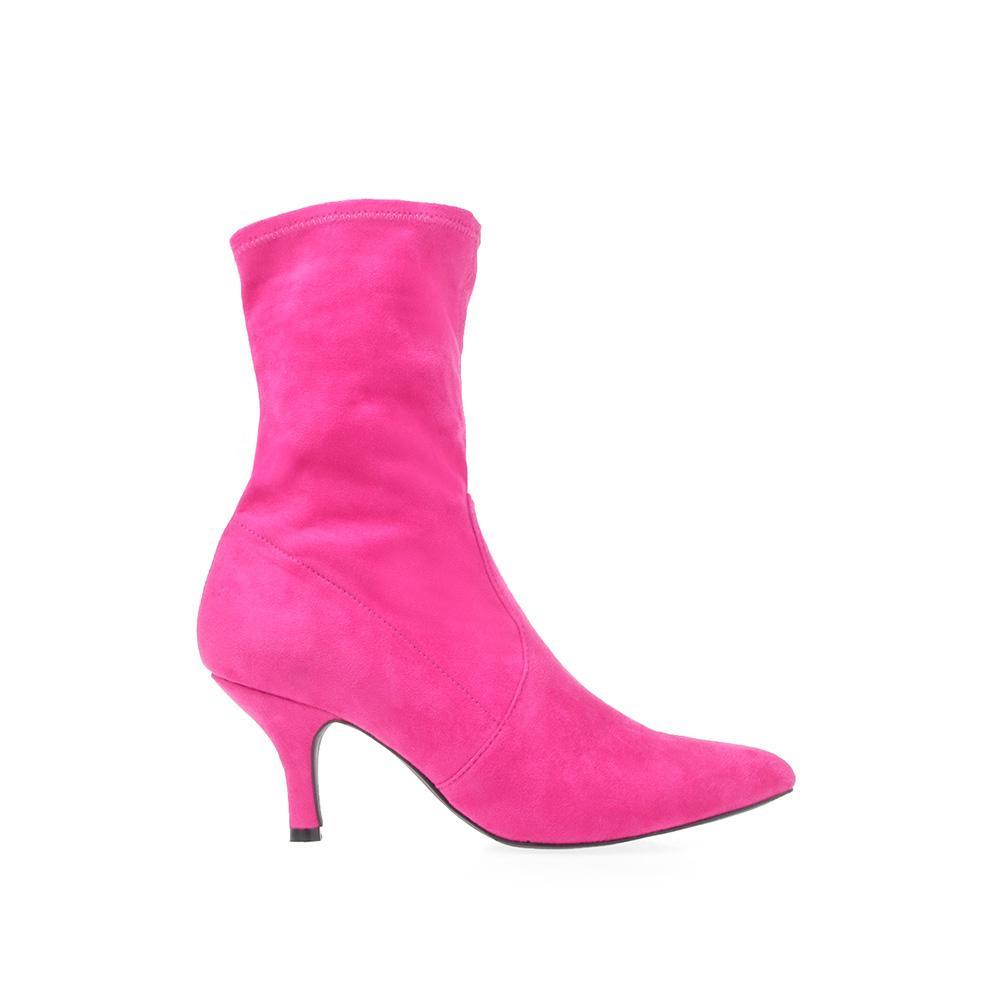 Women's fuchsia ankle boot heels in a slip on design