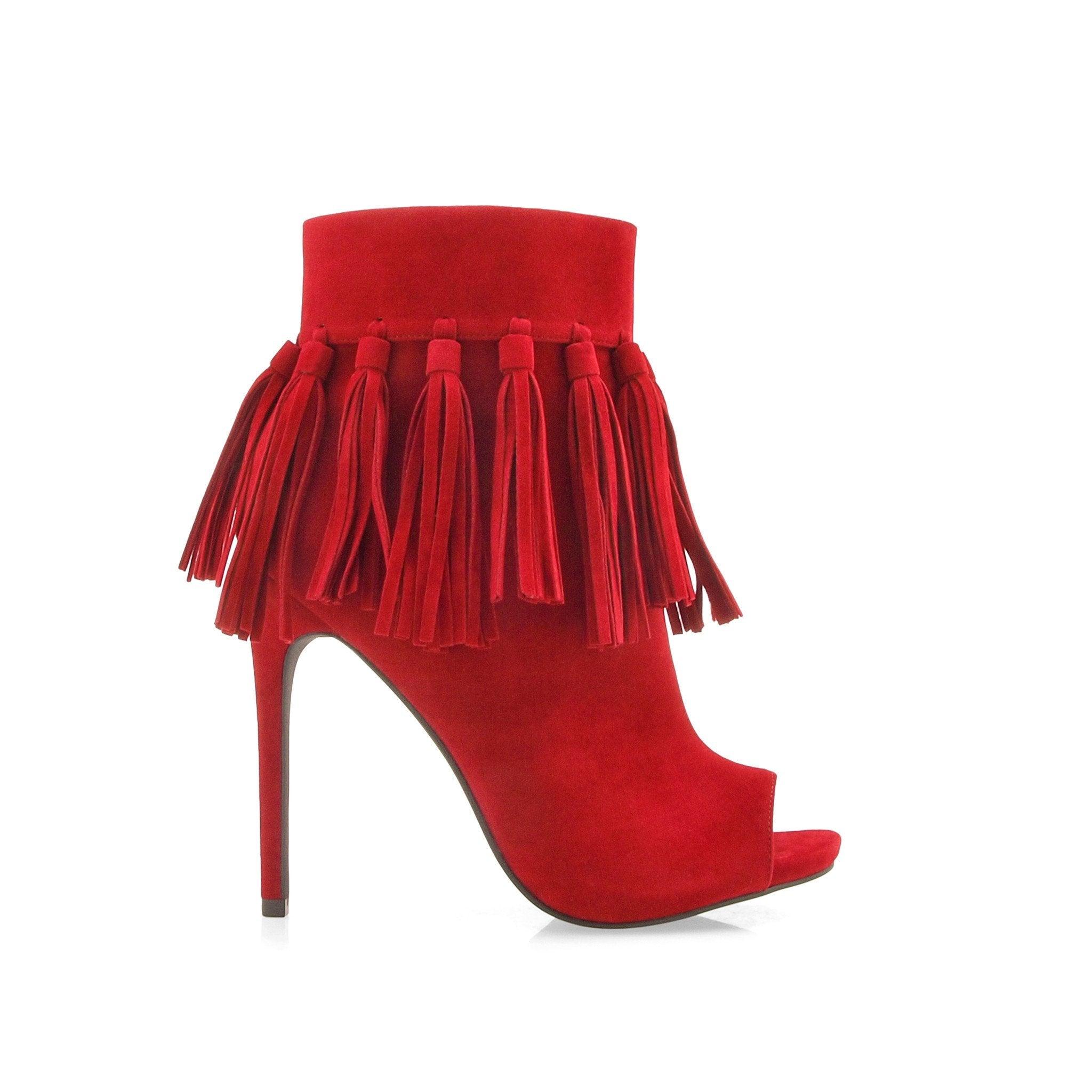 Red women heels with stilleto heel and open toe