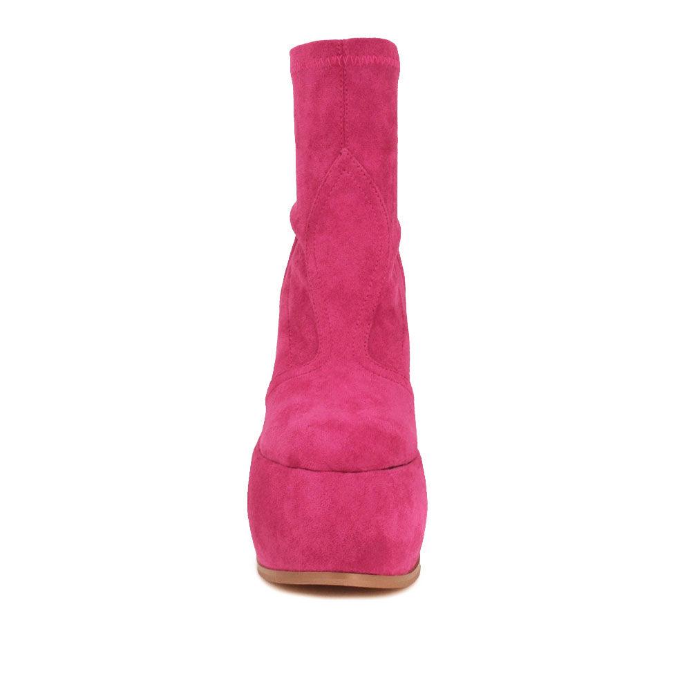 Pink women platform boots-front view