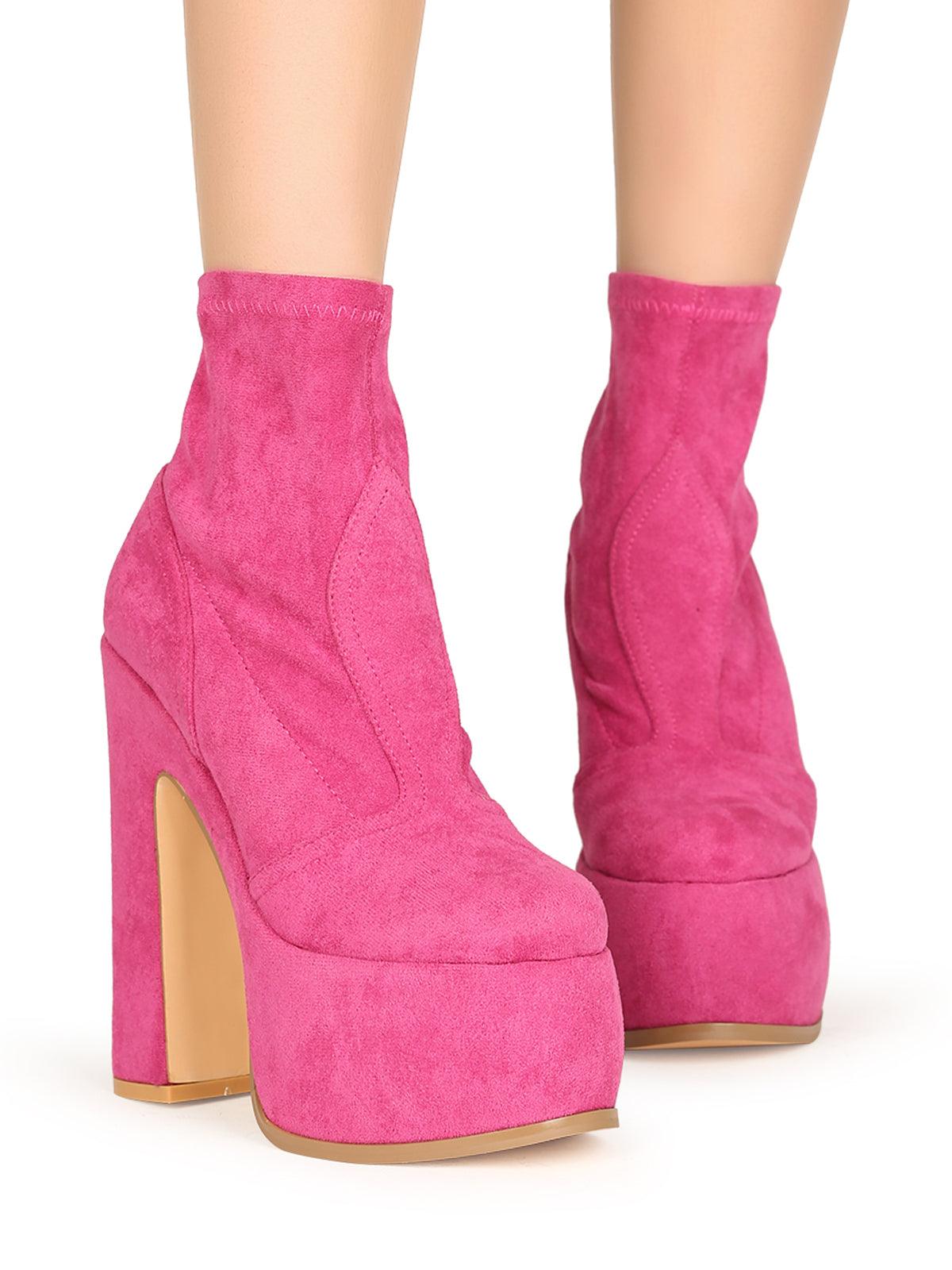 Pink women platform boots