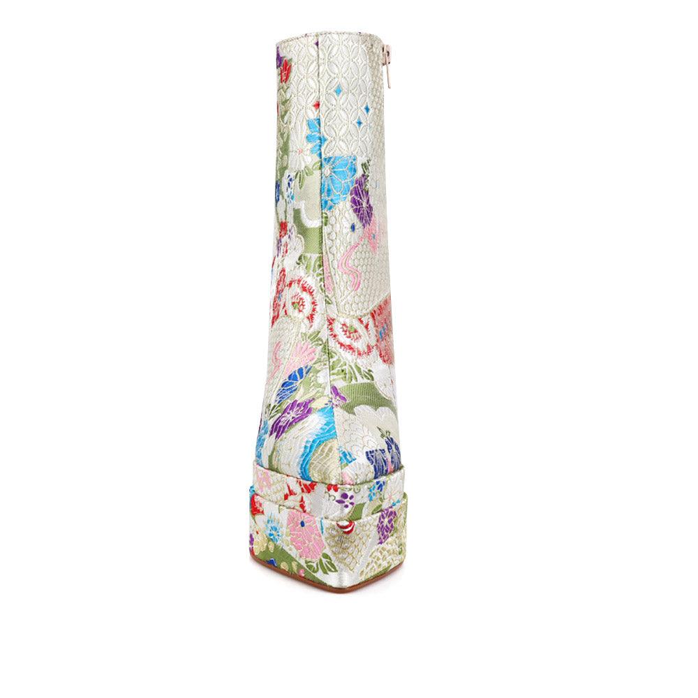 Floral women booties -front view