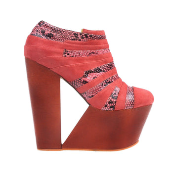 Pink colored women wedges with brown platform