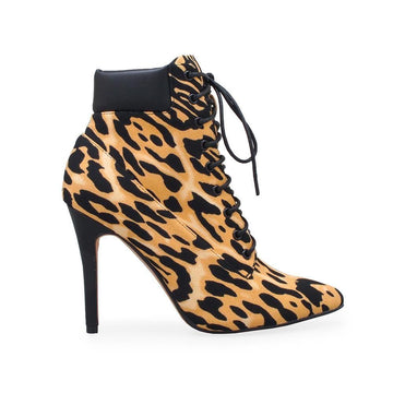 Leopard skin colored women heel with black pencil heel