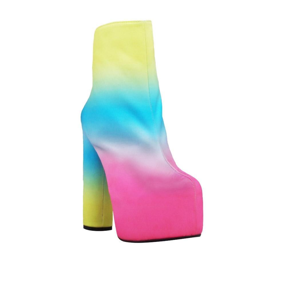 Women's ankle booties in multi colour-corner view