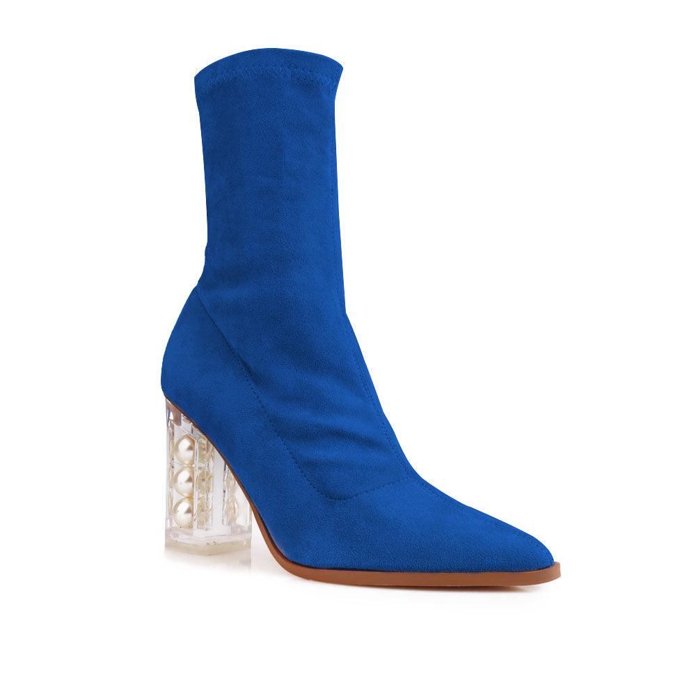 Slip on booties women's shoe in royal blue-corner view