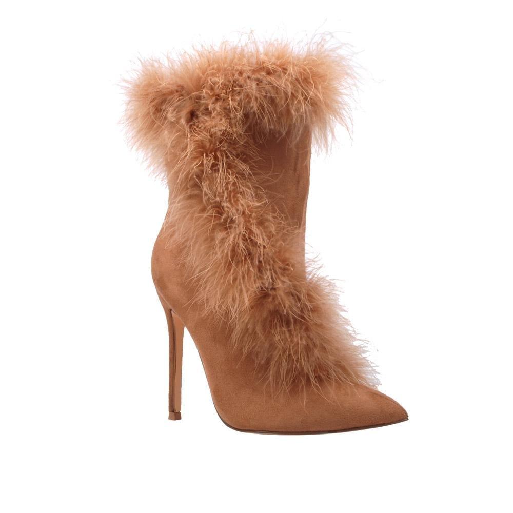 Fury women booties in tan color-corner view