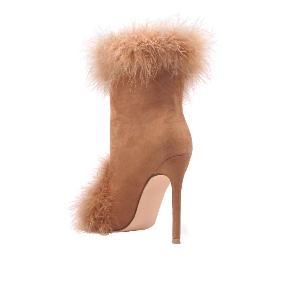 Fury women booties in tan color-posterior view