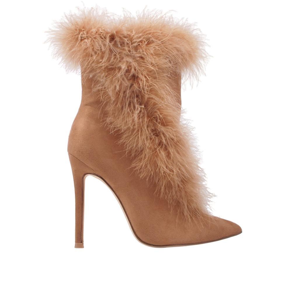 Fury women booties in tan color-side view