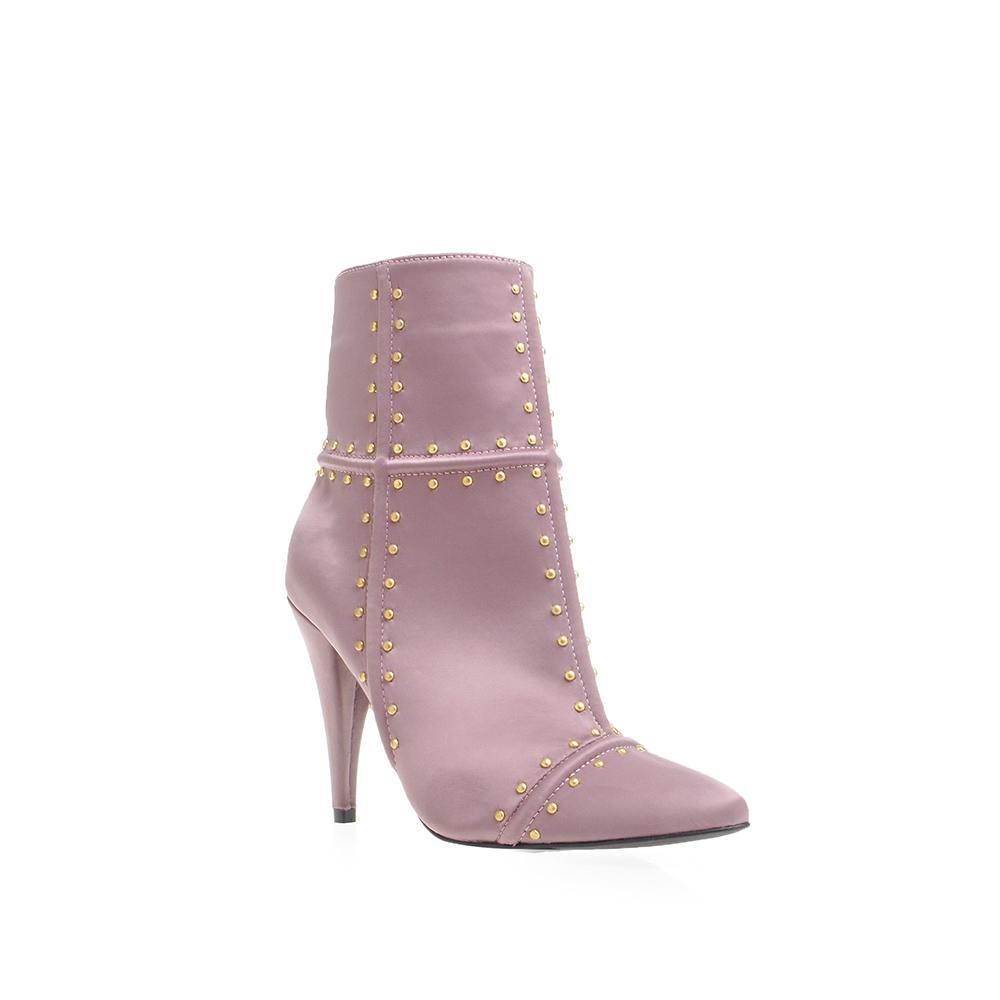 Mauve women's boot heels-corner view