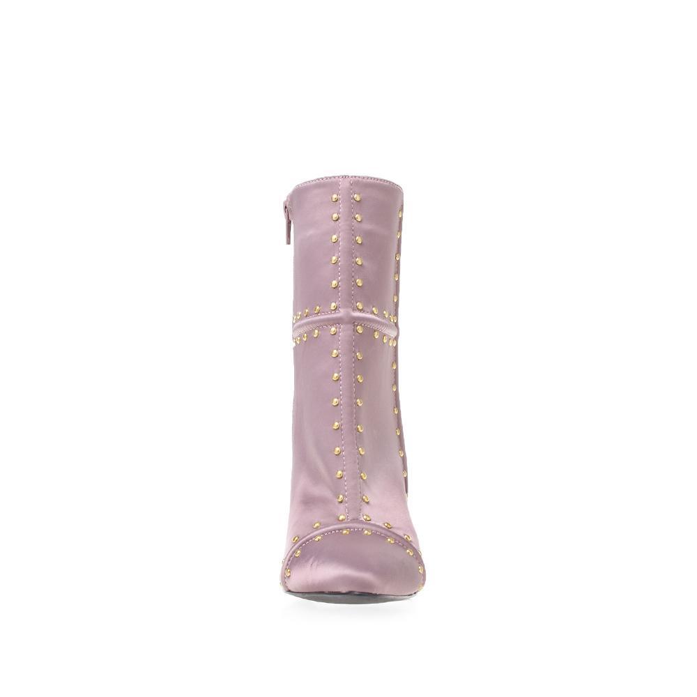 Mauve women's boot heels-front view