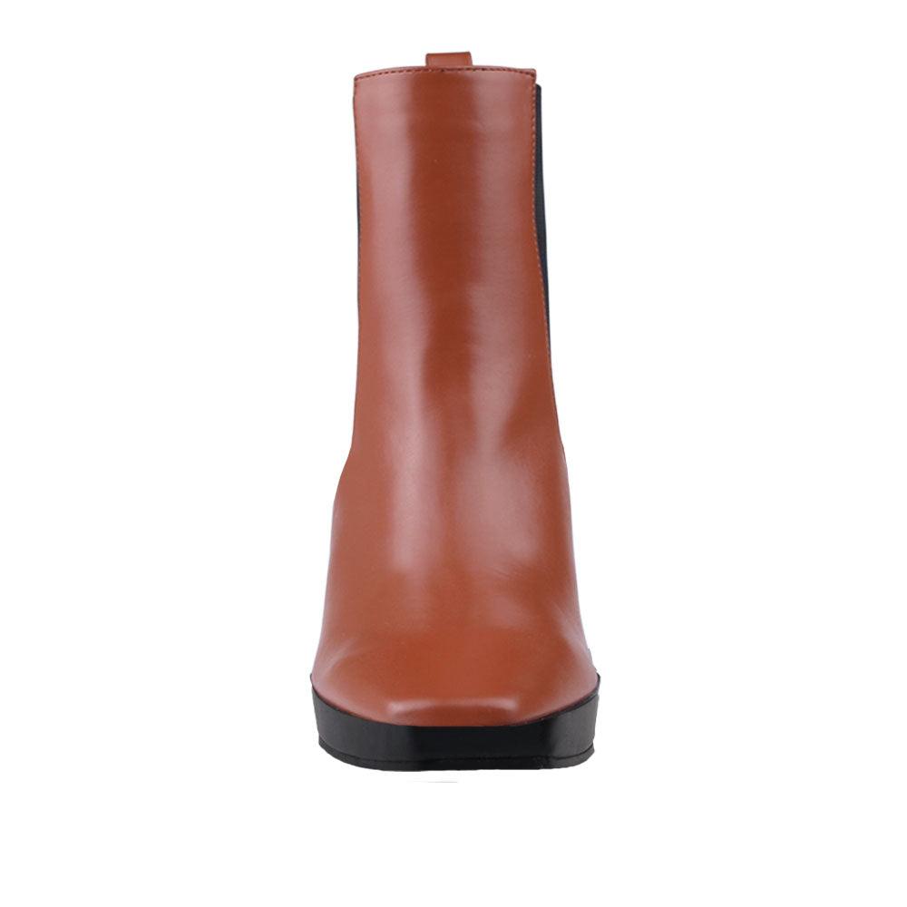 Cognac women's short heel-front view