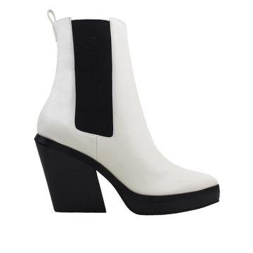 Black and white women's short heel-side view