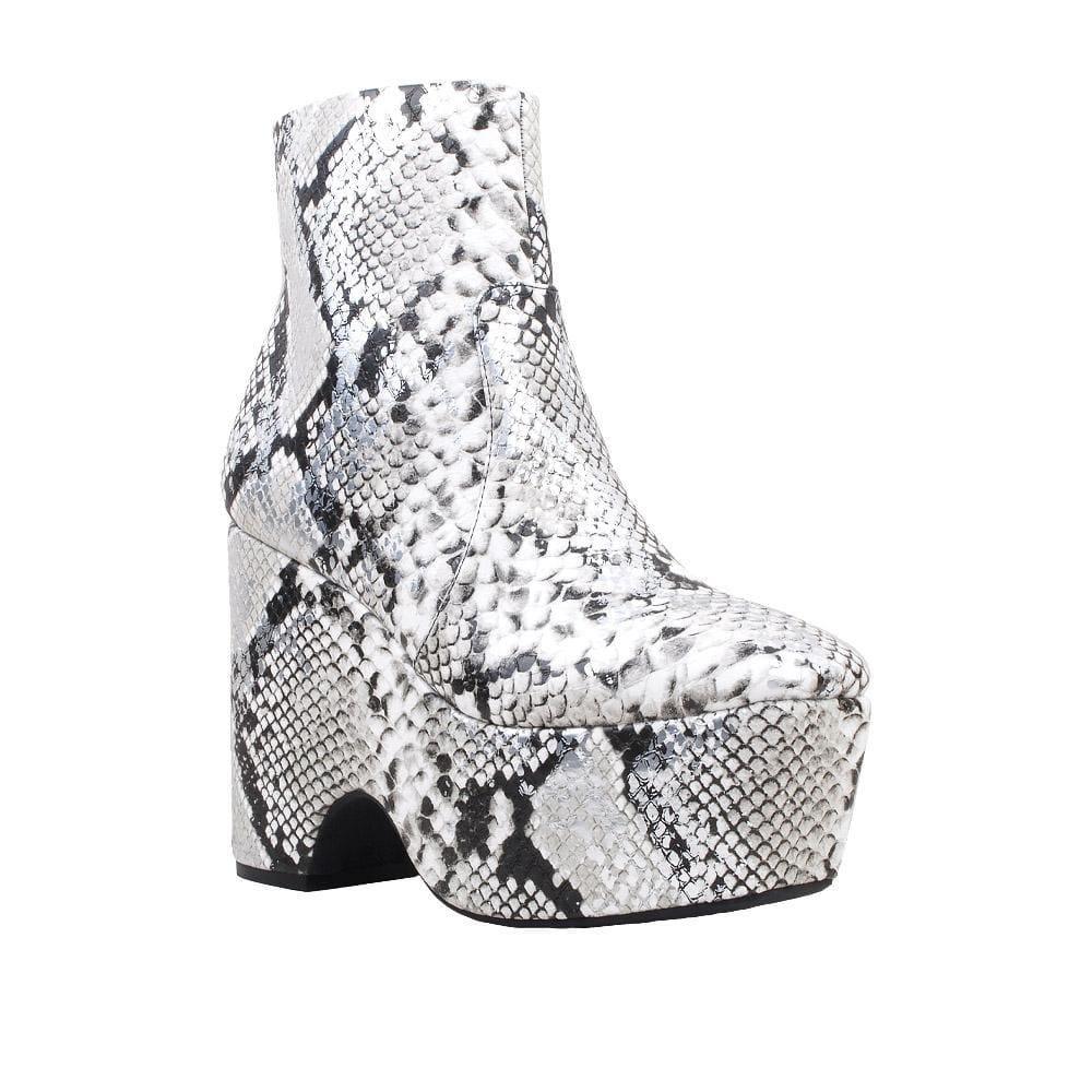 White snake print women's platform heel-corner view