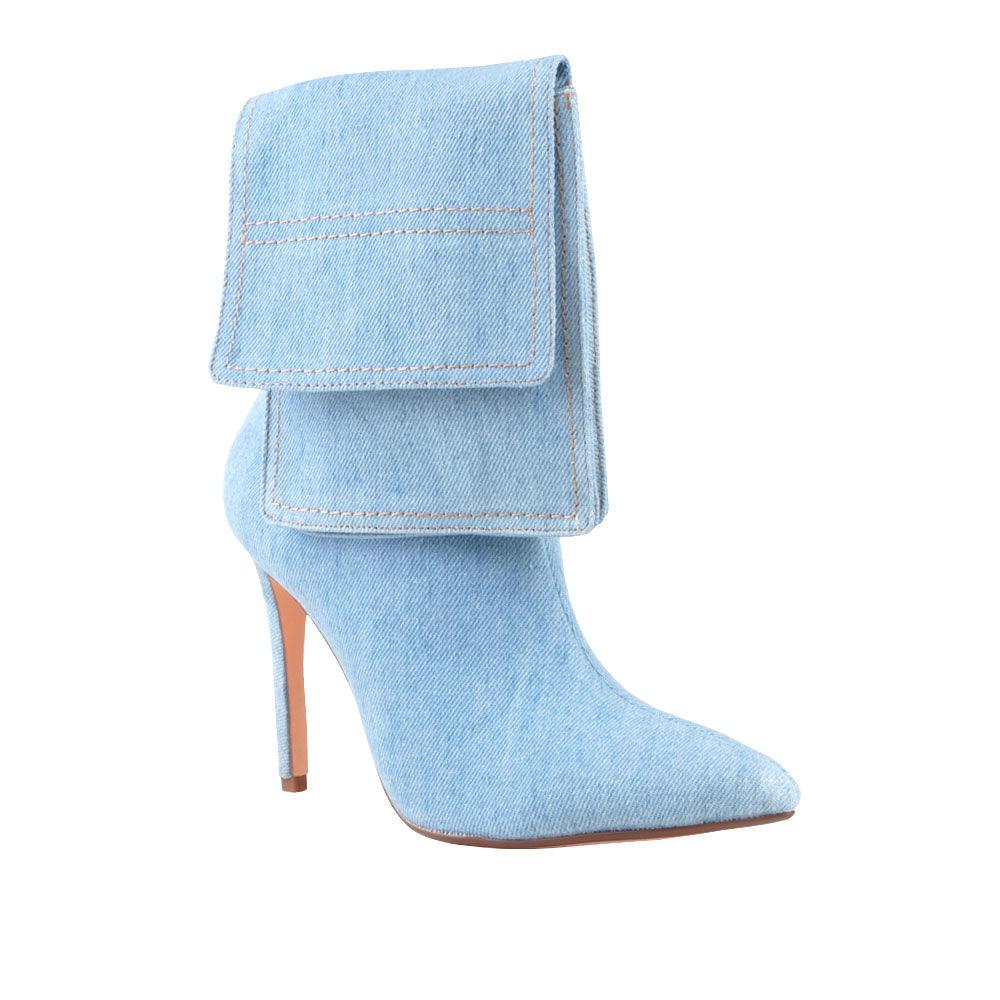 Light denim women's heel-corner view