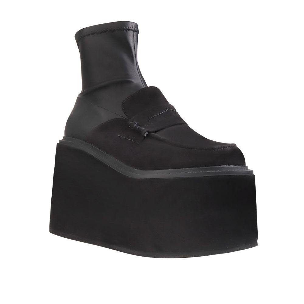 Black women's platform booties-corner view