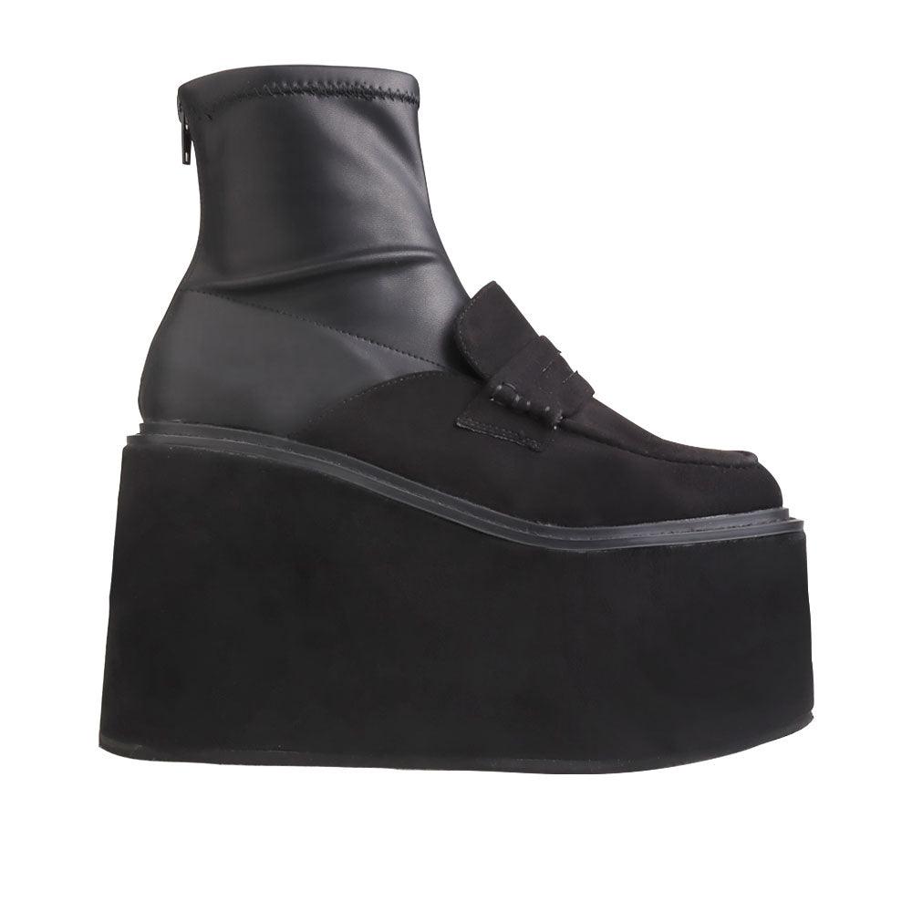 Black women's platform booties-side view