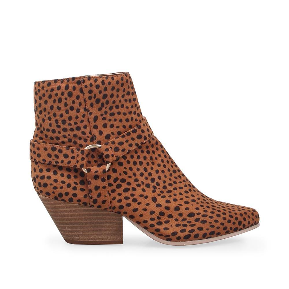 Cheetah upper women's chunky platform booties-side view