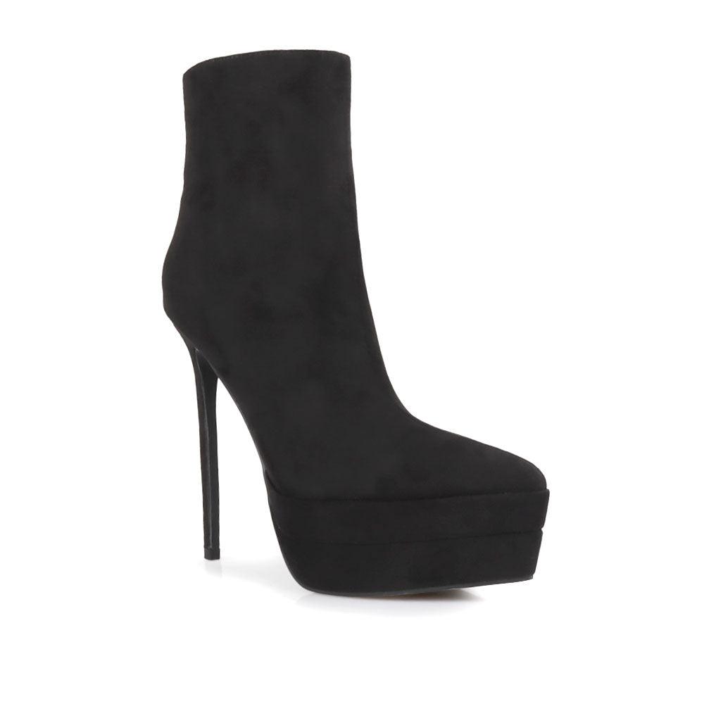 Stiletto women heel in black covered in vegan suede-corner view