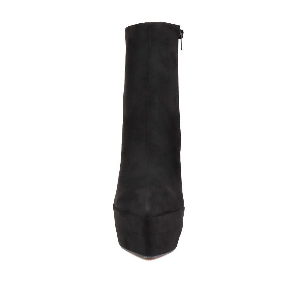 Stiletto women heel in black covered in vegan suede-front view