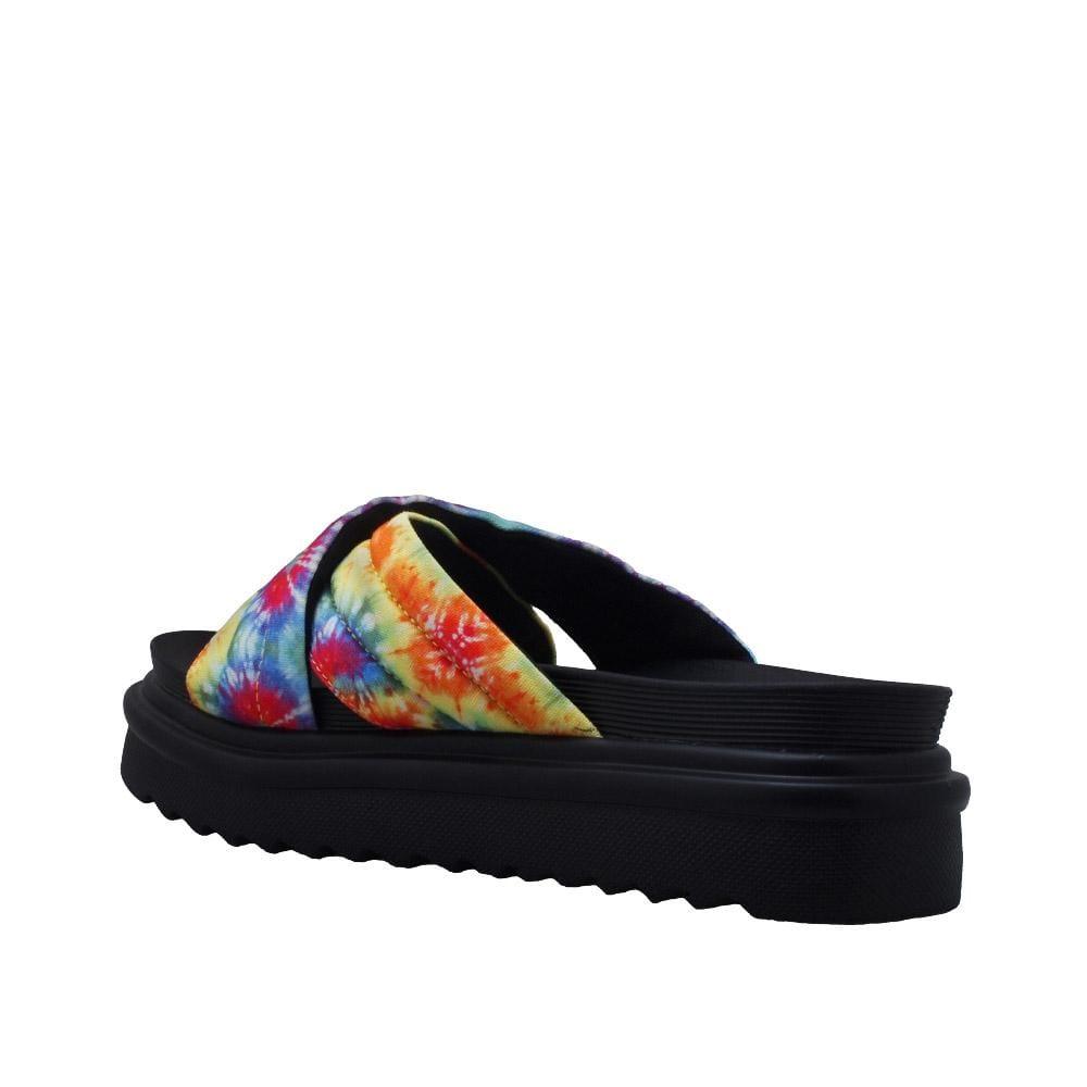 Black women flats with tie-dye upper-posterior view