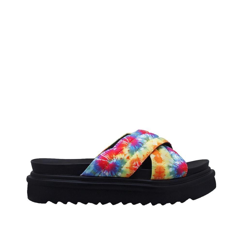 Black women flats with tie-dye upper-side view